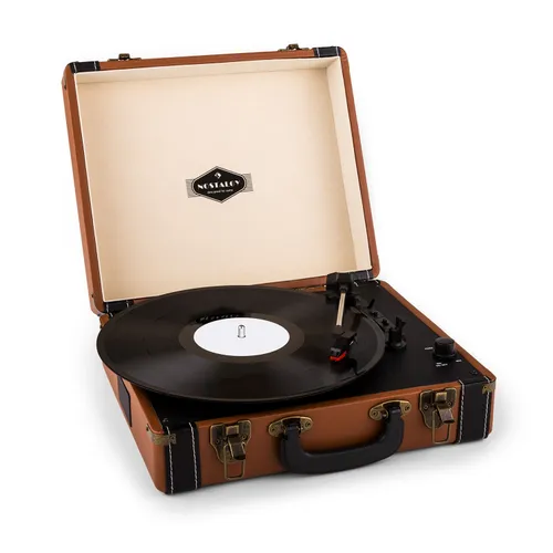 Auna Jerry Lee tocadisco retro giradiscos vintage LP USB marrón claro