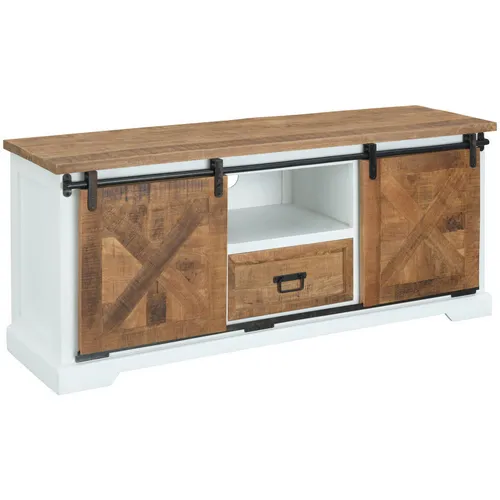 MID.YOU NÍZKÁ KOMODA, mangové dřevo, přírodní barvy, černá, bílá, 150/63/45 cm