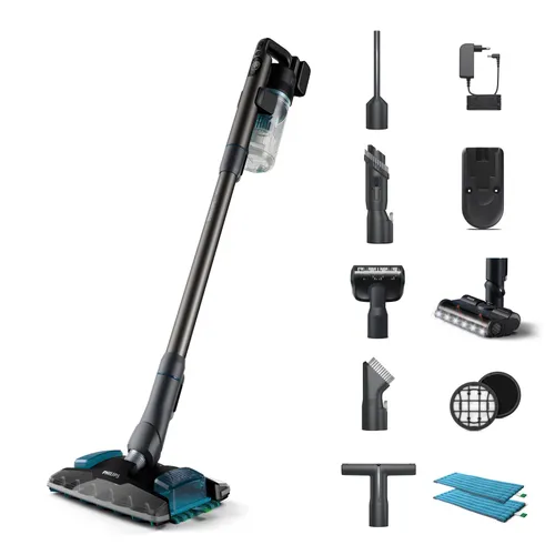 Philips 8000 series XC8055/01 Gulvvasker Støvsuger Pind/håndholdt 0.6liter Turkisfarve, Sort