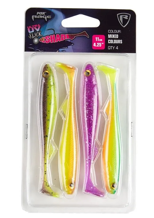Fox Rage Gumová Nástraha Slick Shad UV Mixed Colour Packs Délka: 13cm, Počet kusů: 4ks