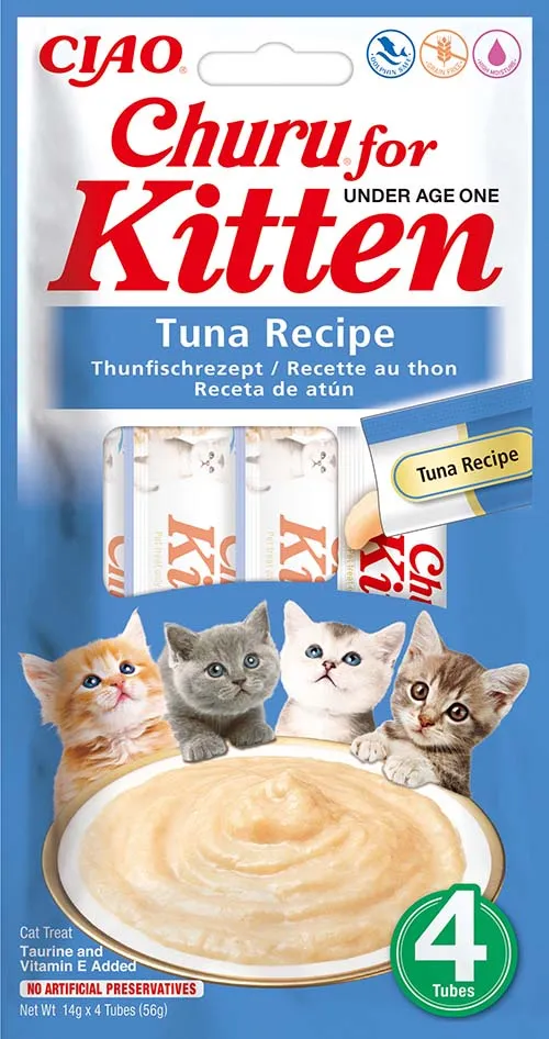 Inaba Ciao Churu Kitten krémové krmivo pro kočky - tuňák 4 x 14 g
