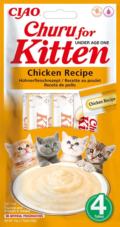 Inaba Ciao Churu Kitten krémové krmivo pro kočky - kuře 4 x 14 g