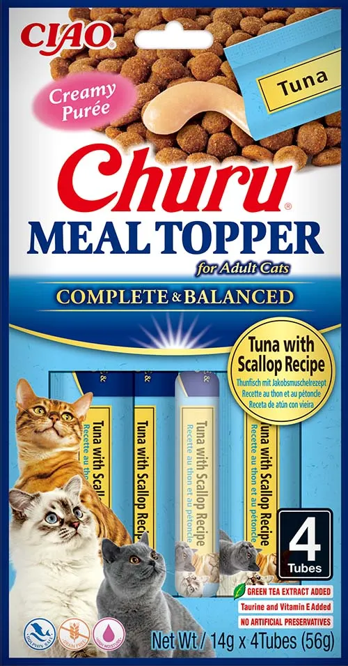 Inaba Cat Churu Meal Topper vlhké krmivo pro kočky - tuňák a hřebenatky 4 x 14 g