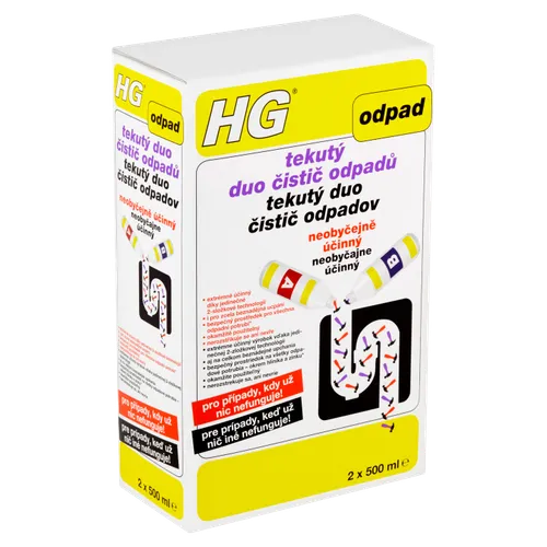 HG Tekutý duo čistič odpadů 2 x 500ml