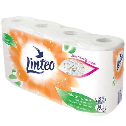 Linteo toaletní papír 3vrstvý, 8 rolí