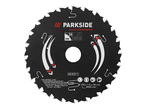 Parkside Performance® Pilový kotouč pro okružní pily, 190 mm (24 zubů Pksbp 19024 A1)
