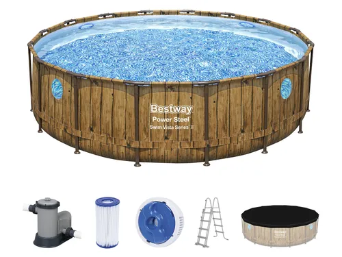 Bestway Bazén Power Steel Swim Vista s filtračním zařízením a schůdky, Ø 4,88 x 1,22 m