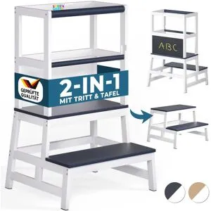 Spielwerk® Lernturm Barn Weiß/Anthrazit Kiefernholz 93x51x50cm