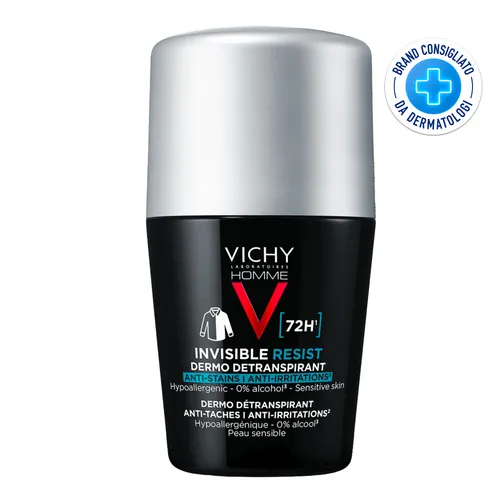 Vichy Homme Deodorante Roll-On Invisibile 72H, 50 Ml