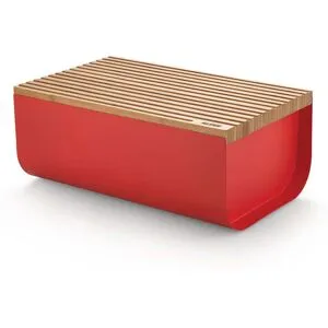 Alessi - Mattina Brotkasten mit Schneidebrett, Bambus / rot
