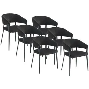 Vente-unique Stuhl mit Armlehnen 6er-Set - Stoff & Metall - Schwarz - AVRELA