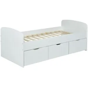 Vente-unique Bett mit 2 Schubladen & 1 Bettkasten  - 90 x 190 cm - Weiß - LOUANE