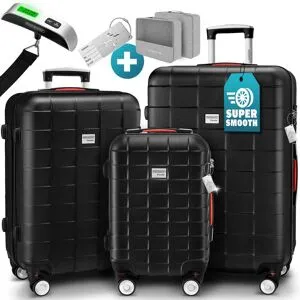 monzana® Hartschalenkoffer-Set Exopack 3-tlg Schwarz ABS Zubehör
