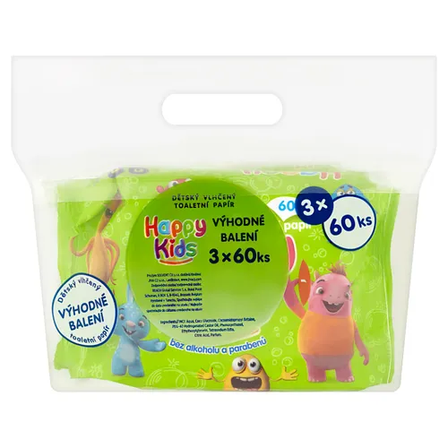 Happy Kids Dětský vlhčený toaletní papír 3 x 60 ks