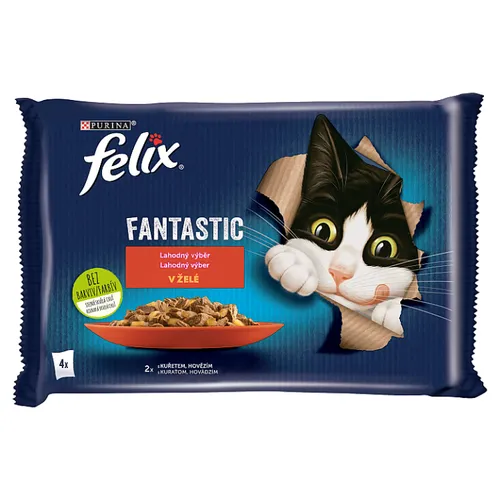 FELIX Fantastic výběr s hovězím a kuřetem v želé  4 x 85g