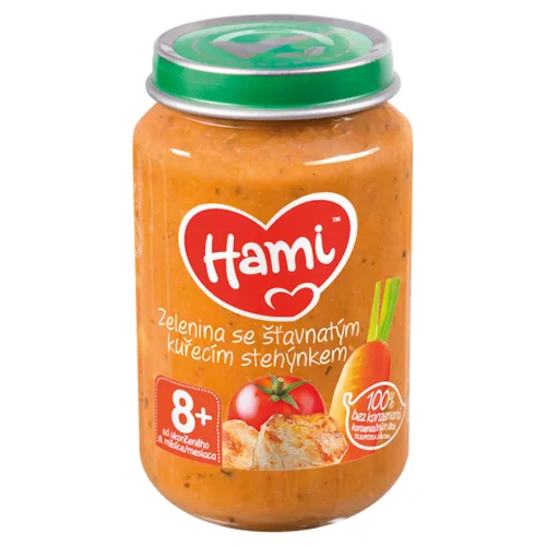 Hami Zelenina se šťavnatým kuřecím stehýnkem masozeleninový příkrm od ukončeného 8. měsíce 200g