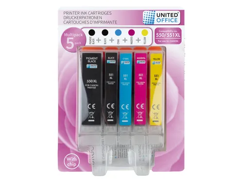 United Office® Náplně do tiskárny Canon Multipack (550/551Xl, 5 kusů)