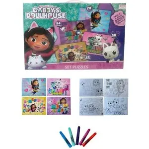 Conjunto De 4 Puzzles Dupla Face Gabby