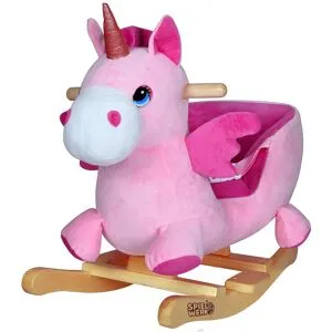 Spielwerk® Schaukeltier Einhorn Rosa mit Sicherheitsgurt