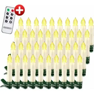 monzana® LED Weihnachtsbaumkerzen 40er-Set Warmweiß mit Fernbedienung