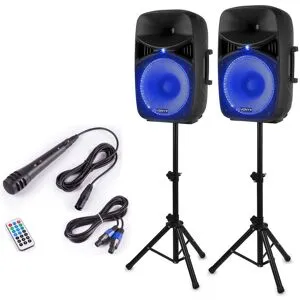 Vonyx VPS152A set d'enceintes avec pieds 15 pouces, 1 000 W