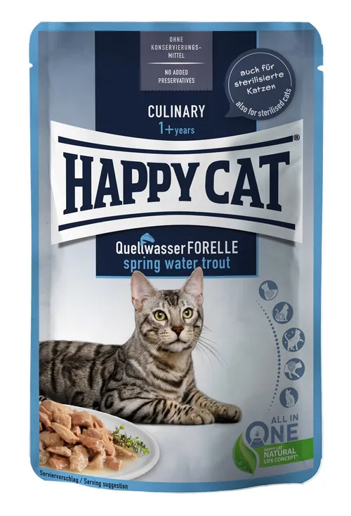 Happy Cat Culinary Quellwasser Forelle kapsičky - Pstruh 85 g nový