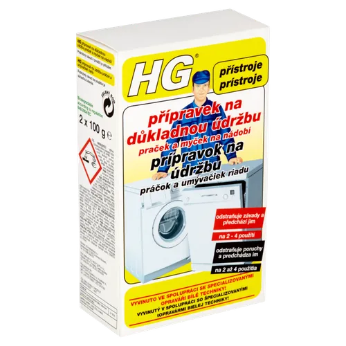HG Přípravek na důkladnou údržbu praček a myček na nádobí 2 x 100g