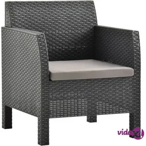 vidaXL Puutarhatuoli tyynyllä PP-rottinki antrasiitti