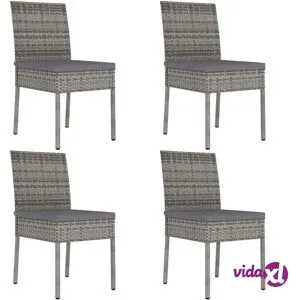 vidaXL Ulkoruokatuolit 4 kpl polyrottinki harmaa