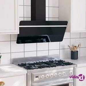 vidaXL Liesituuletin 90 cm teräs ja karkaistu lasi musta