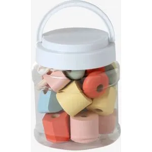 VERTBAUDET Baril de grosses perles en bois FSC® multicolore