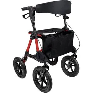 Antar Aluminium Outdoor-Rollator mit Luftbereifung - AT51031, rot