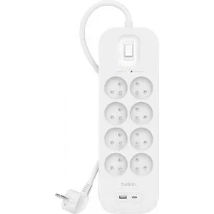 Belkin Grenuttag Med Överspänningsskydd - 8 Portar - Usb-C Pd