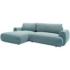 Vente-unique Ecksofa mit Schlaffunktion - Ecke links - Strukturstoff - Blau - MONELIA