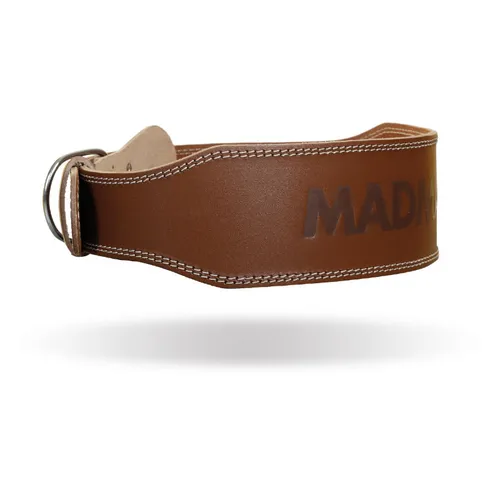 MADMAX Fitness opasek Full Leather Chocolate Brown