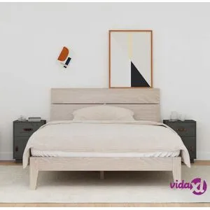 vidaXL Yöpöydät 2 kpl harmaa 40x34x55 cm täysi mänty