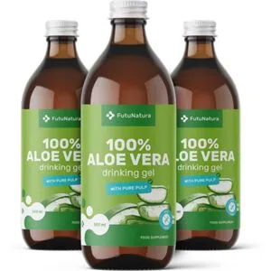 FutuNatura 3x 100 % Aloe vera Saft mit Fruchtfleisch, zusammen 1500 ml