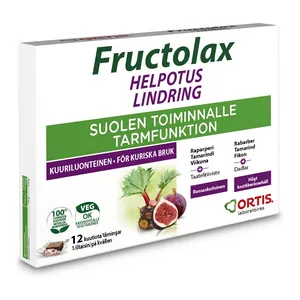 Fructolax Helpotus kuutio hedelmä ja kuitu 12 kpl