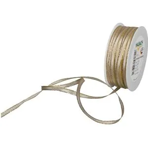 HALBACH Taftband, Breite 5 mm - Creme/Gold