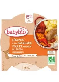 BABYBIO menu zelenina s baskickým kuraťom a ryžou 260 g