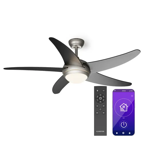 Klarstein Ventilador de techo Bolero 2 en 1 132 cm Luz 55 W Mando a distancia Control por aplicación 2 sentidos de giro