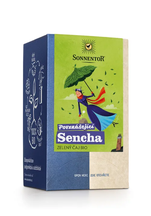 Sonnentor - Povznášející Sencha bio, zelený čaj, 21,6 g, porc. dvoukomorový