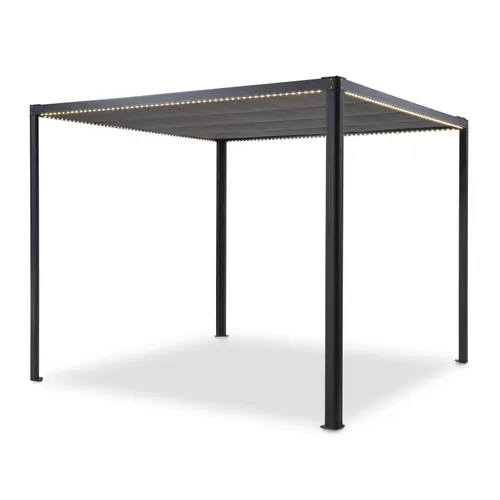 Blumfeldt Pantheon RemoteShade Ambient Pavillon Motor-Dach 3x3m LED-Licht PE