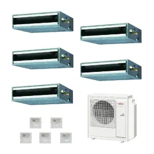 Fujitsu Penta Split 9+9+9+12+12 KL Kompakt WiFi Optional AOYG36KBTA5 3X ARXG09KLLAP + 2X ARXG12KLLAP Klimageräte  R-32