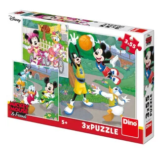 Puzzle Mickey a Minnie sportovci 3x55 dílků