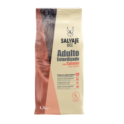 1.5 kg Salvaje Base Adulto Esterilizado Salmón pienso para gatos