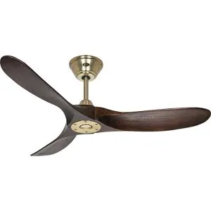 kaiserkraft Ventoinha de teto ECO GENUINO, Ø da pá do rotor 1220 mm, nogueira/latão