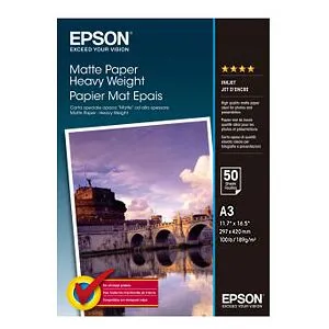 Epson A3 Matte Paper Heavyweight, 50 ark, 167g/m2
