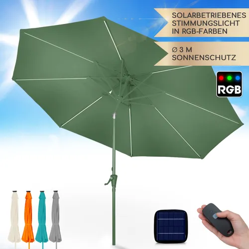 Blumfeldt Calais Sonnenschirm LED Aluminium-Rahmen Polyester-Bespannung UV 50