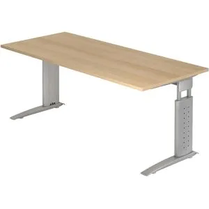 hjh OFFICE PRO UNDA 19 S - 180 x 80 Chêne/Argent
